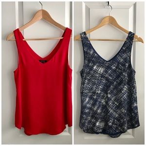 Two-pack RW&CO lined sleeveless blouses scoop hem